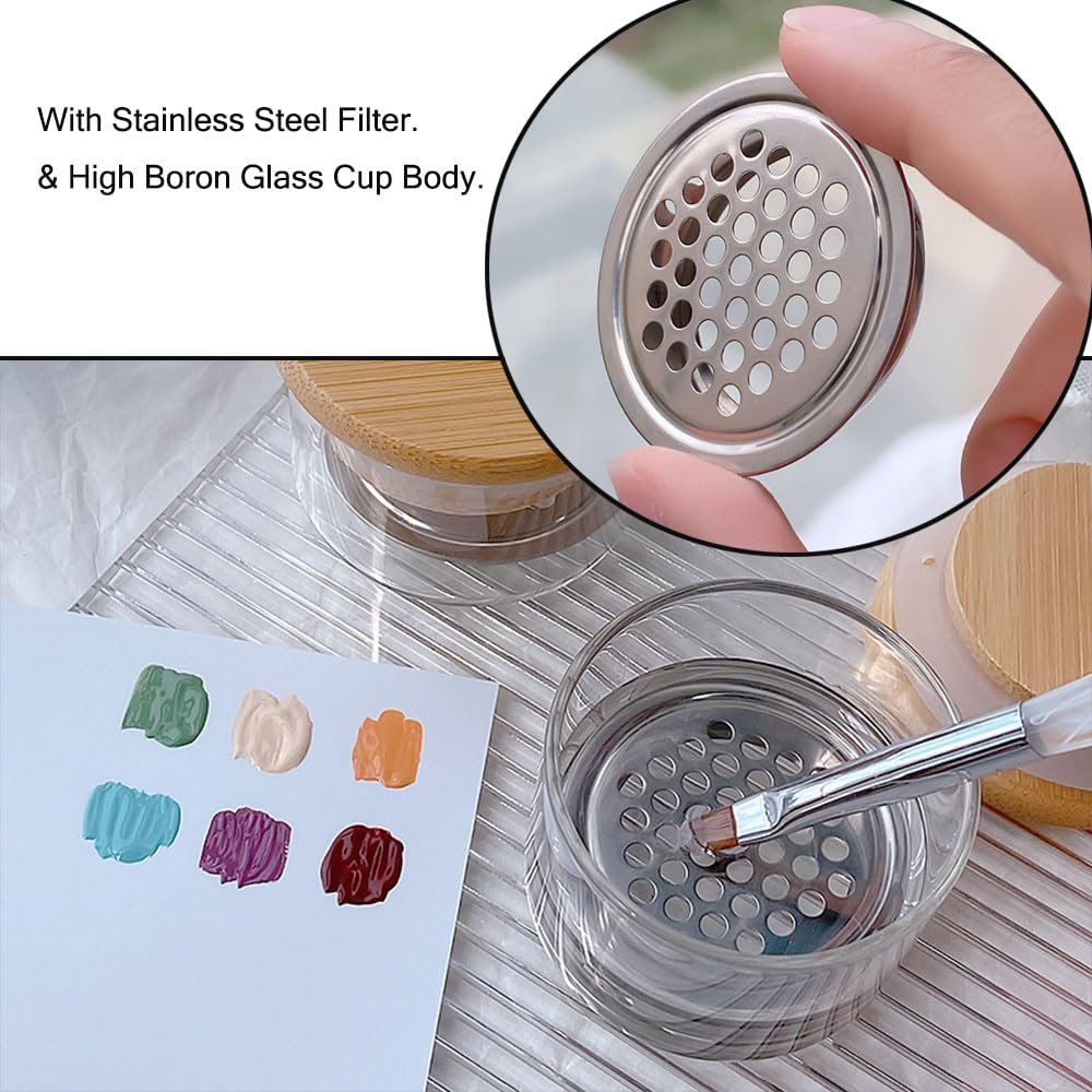 KACHIMOO Nail Brushes Washing Cup Dappen Dish for Acrylic Nails - Layered Nail Art Brush Wash Cup with Lid - görsel 8