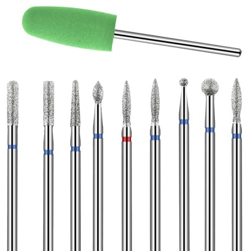 Jeffdad 10pcs Nail Drill Bits Set – Professional Diamond Bits for Cuticle Removal, Acrylic & Gel Nails - görsel 2