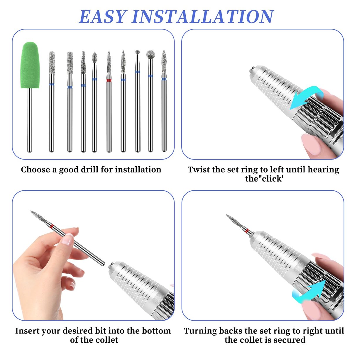 Jeffdad 10pcs Nail Drill Bits Set – Professional Diamond Bits for Cuticle Removal, Acrylic & Gel Nails - görsel 7