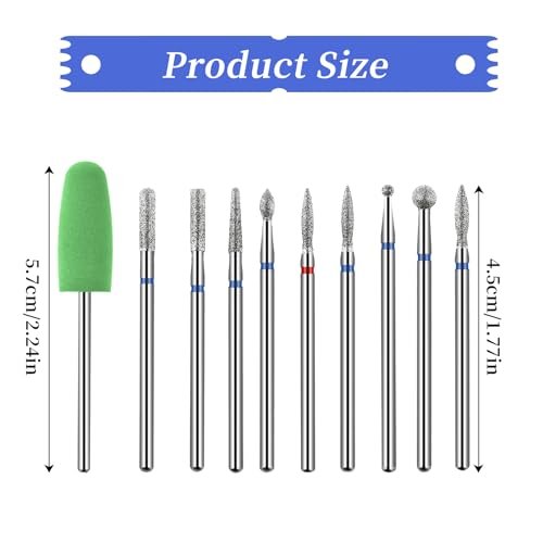 Jeffdad 10pcs Nail Drill Bits Set – Professional Diamond Bits for Cuticle Removal, Acrylic & Gel Nails - görsel 4