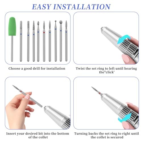 Jeffdad 10pcs Nail Drill Bits Set – Professional Diamond Bits for Cuticle Removal, Acrylic & Gel Nails - görsel 8