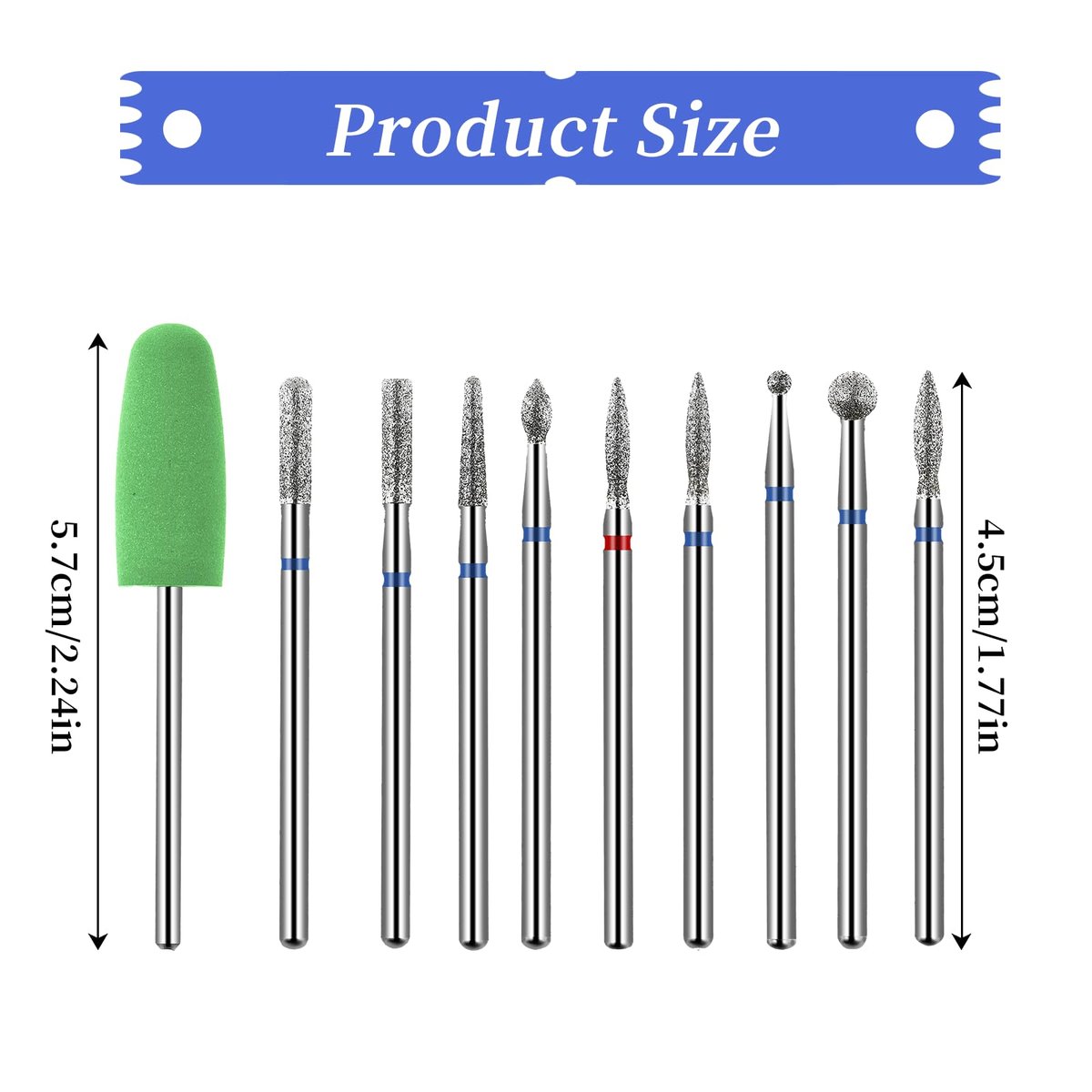 Jeffdad 10pcs Nail Drill Bits Set – Professional Diamond Bits for Cuticle Removal, Acrylic & Gel Nails - görsel 3
