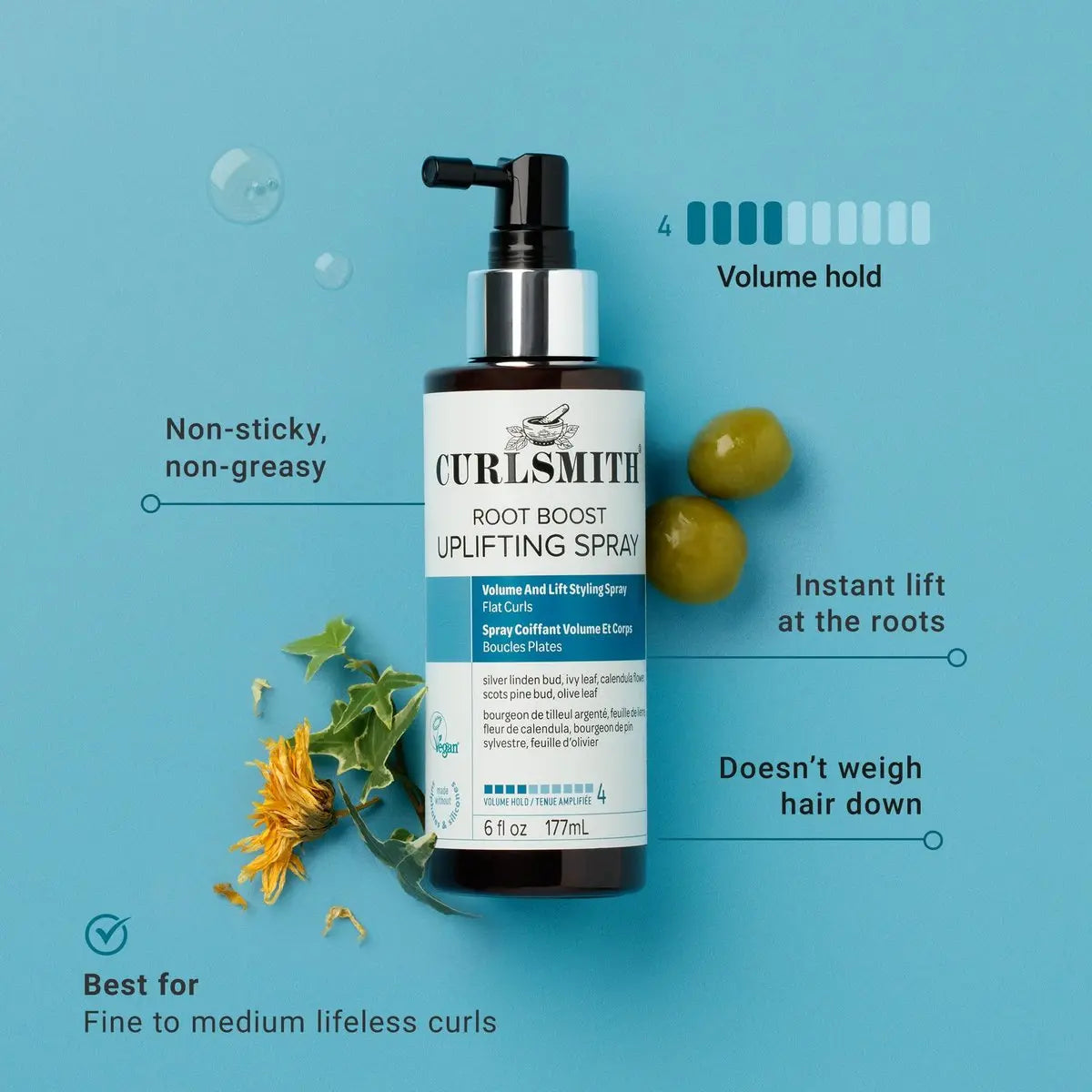 CURLSMITH Root Boost Uplifting Spray – Lightweight Curl Volumizer for Flat, Dull Curls – Vegan & Cruelty-Free (6 oz) Avelisse