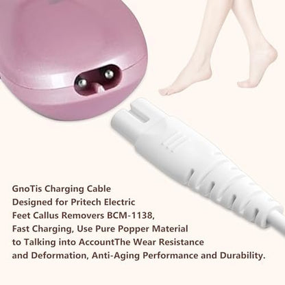 2 Pack Replacement Charger Cable for Electric Callus Remover - Compatible with Pritech BCM-1138 & Most Electric Foot Callus Removers