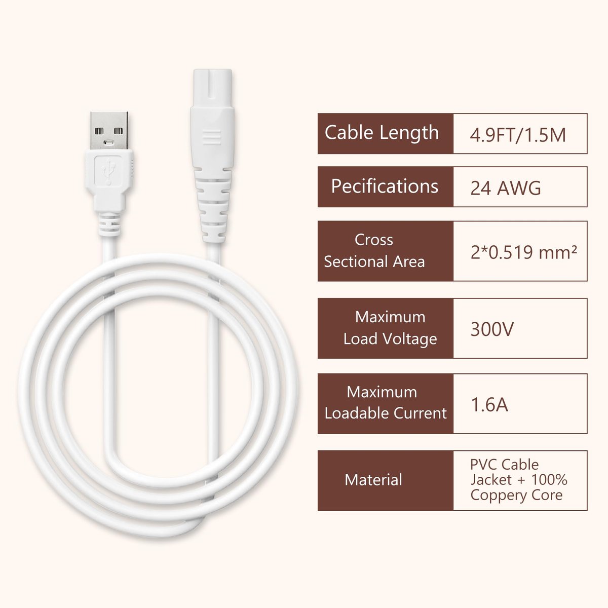 2 Pack Replacement Charger Cable for Electric Callus Remover - Compatible with Pritech BCM-1138 & Most Electric Foot Callus Removers - görsel 9