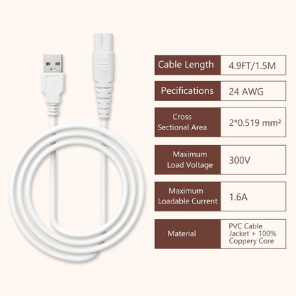 2 Pack Replacement Charger Cable for Electric Callus Remover - Compatible with Pritech BCM-1138 & Most Electric Foot Callus Removers