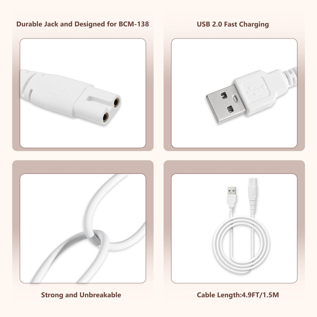 2 Pack Replacement Charger Cable for Electric Callus Remover - Compatible with Pritech BCM-1138 & Most Electric Foot Callus Removers - görsel 11