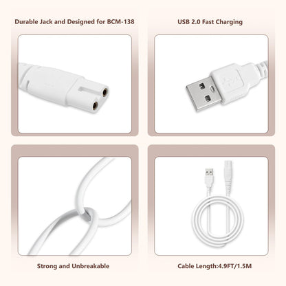 2 Pack Replacement Charger Cable for Electric Callus Remover - Compatible with Pritech BCM-1138 & Most Electric Foot Callus Removers