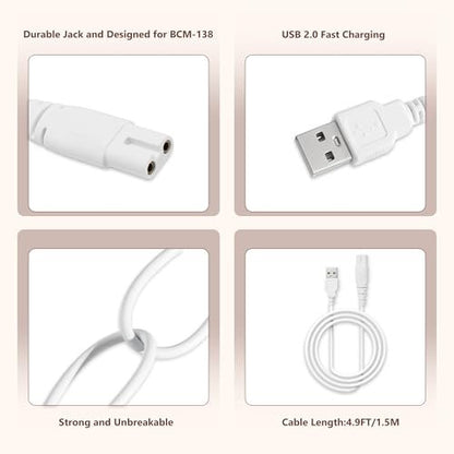 2 Pack Replacement Charger Cable for Electric Callus Remover - Compatible with Pritech BCM-1138 & Most Electric Foot Callus Removers
