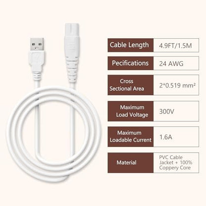 2 Pack Replacement Charger Cable for Electric Callus Remover - Compatible with Pritech BCM-1138 & Most Electric Foot Callus Removers