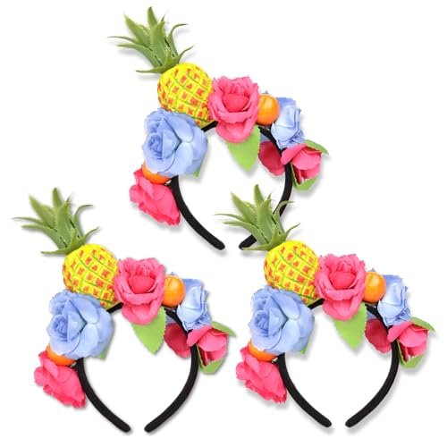 Needzo Tropical Themed Headbands - Colorful Pineapple & Floral Details, One Size Fits Most (Pack of 3) - görsel 2
