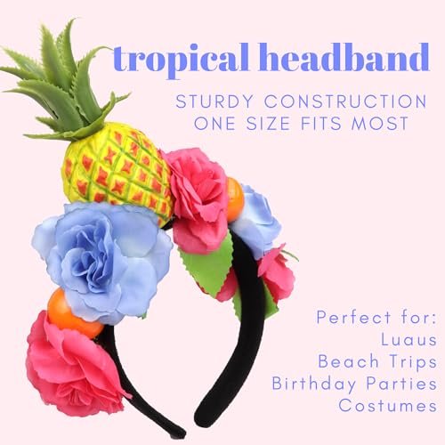 Needzo Tropical Themed Headbands - Colorful Pineapple & Floral Details, One Size Fits Most (Pack of 3) - görsel 6