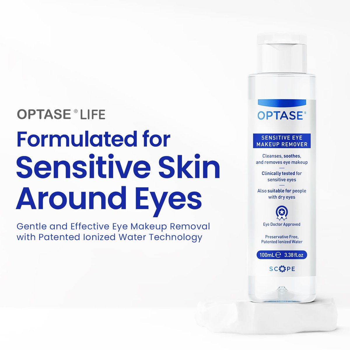 Optase Life Sensitive Eye Makeup Remover – Gentle & Effective for All Skin Types - Breakthrough Innovation vs Traditional Micellar Water - 100ml - görsel 3