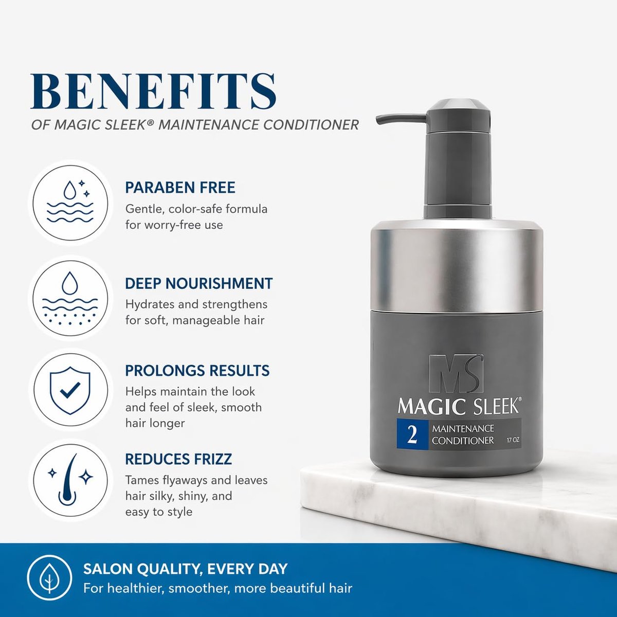 MagicSleek Nourishing Conditioner – Hydrating & Moisturizing for Dry Damaged Hair, Color-Safe, Argan Oil, Frizz Control, 17 oz Avelisse