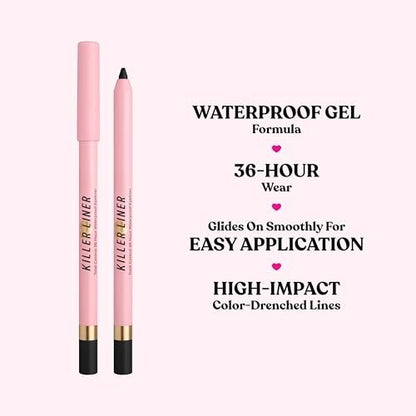 Too Faced Killer Liner 36-Hour Gel Eyeliner Pencil - Long Lasting, Waterproof, Non-Flaking - Taupe