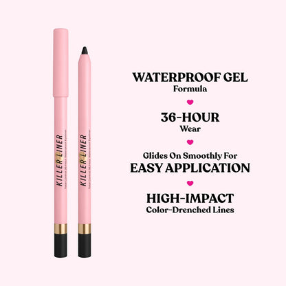 Too Faced Killer Liner 36-Hour Gel Eyeliner Pencil - Long Lasting, Waterproof, Non-Flaking - Taupe