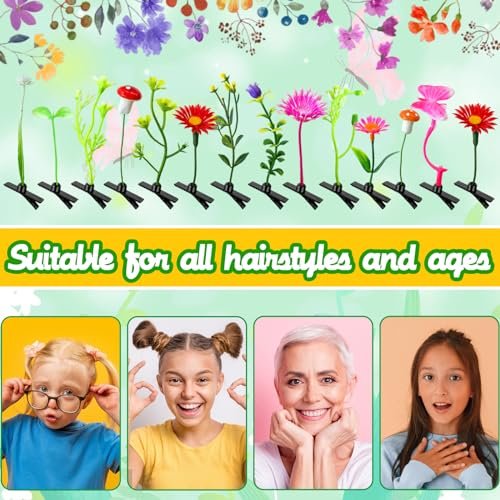 Baaxxango 120 Piece Bean Sprout Hair Clips - Funny Plant Hairpins, Mixed Style Flower Butterfly Mushroom Grass Barrette Set for Women, Girls, Kids, Party Avelisse
