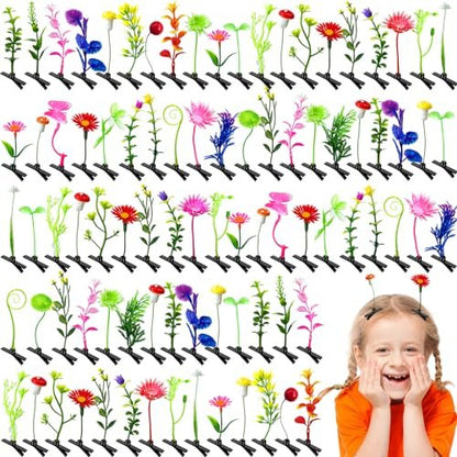 Baaxxango 120 Piece Bean Sprout Hair Clips - Funny Plant Hairpins, Mixed Style Flower Butterfly Mushroom Grass Barrette Set for Women, Girls, Kids, Party Avelisse