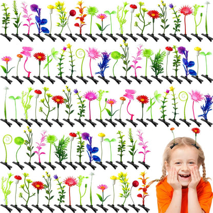 Baaxxango 120 Piece Bean Sprout Hair Clips - Funny Plant Hairpins, Mixed Style Flower Butterfly Mushroom Grass Barrette Set for Women, Girls, Kids, Party Avelisse