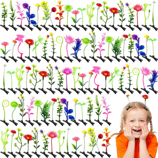 Baaxxango 120 Piece Bean Sprout Hair Clips - Funny Plant Hairpins, Mixed Style Flower Butterfly Mushroom Grass Barrette Set for Women, Girls, Kids, Party Avelisse