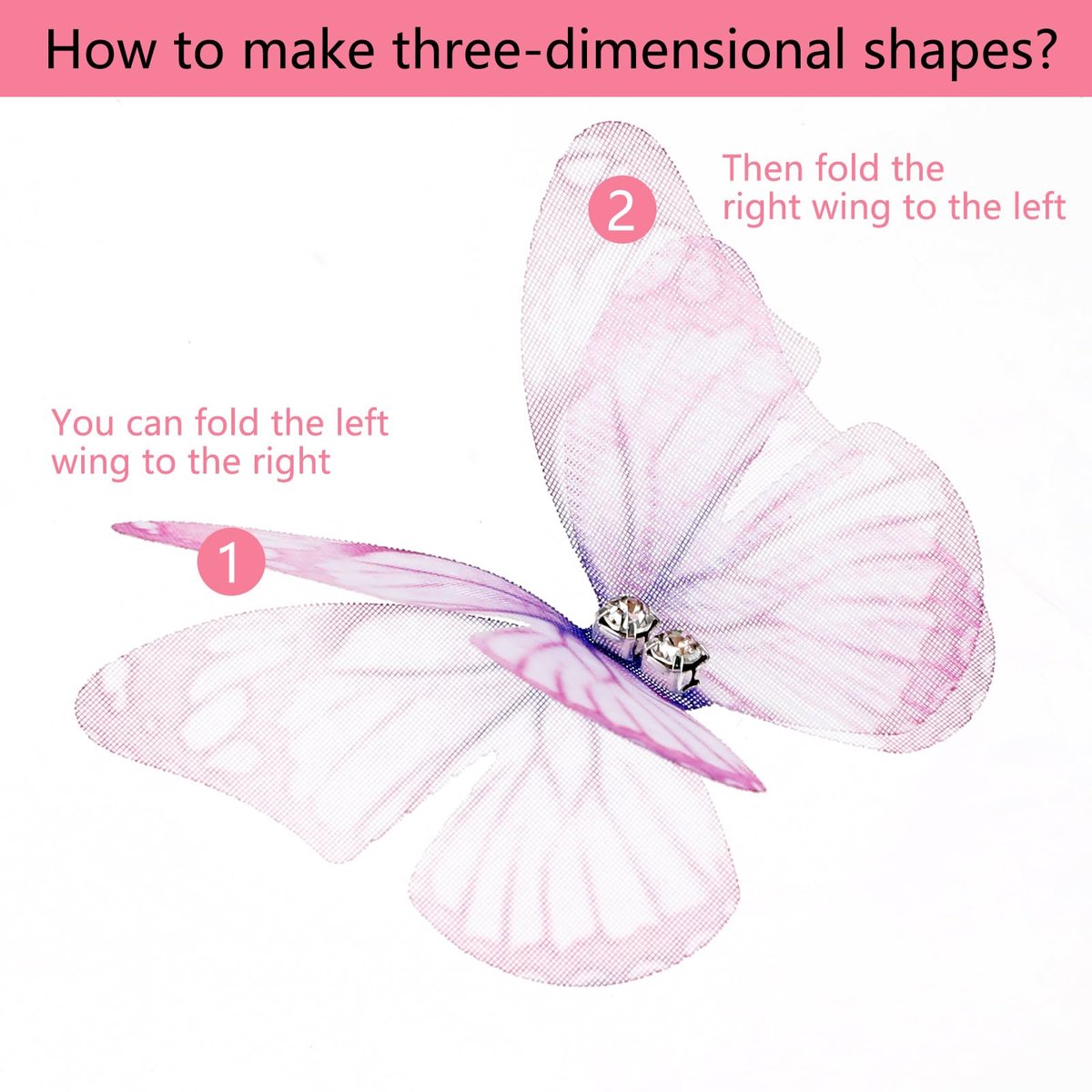 60 Pcs Colorful Organza Butterfly Appliques – 3D Lace Fabric Butterflies for DIY Crafts, Wedding Party Decor, Clothing Embellishments, Home Decoration (10 Styles) - görsel 7
