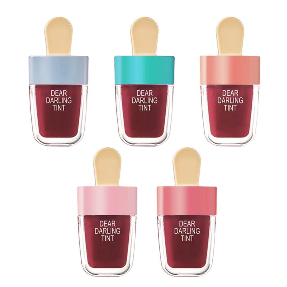 Wenrny Ice Cream Lip Gloss 5-Color Set - Long Lasting Waterproof Non-Stick Lip Glosses Kit for Women & Girls, Lip Care Set, Water Gel Tint - görsel 1
