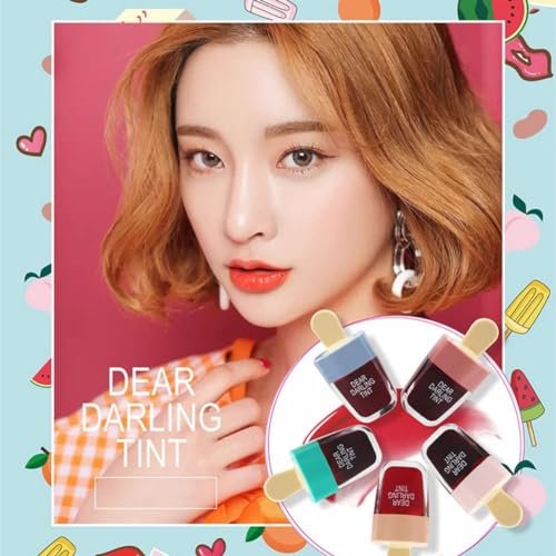 Wenrny Ice Cream Lip Gloss 5-Color Set - Long Lasting Waterproof Non-Stick Lip Glosses Kit for Women & Girls, Lip Care Set, Water Gel Tint - görsel 4