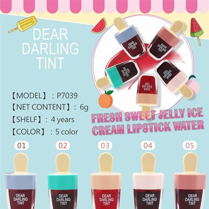Wenrny Ice Cream Lip Gloss 5-Color Set - Long Lasting Waterproof Non-Stick Lip Glosses Kit for Women & Girls, Lip Care Set, Water Gel Tint