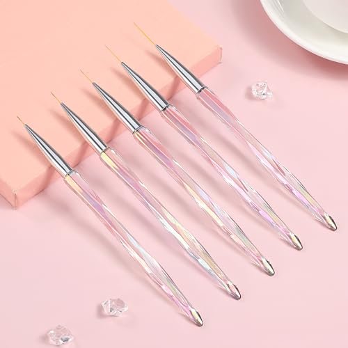 TEOYALL Nail Art Liner Brushes Set – Fine Line Precision Drawing Brushes for Gel Nail Polish (7/9/11/15/20mm) - görsel 14