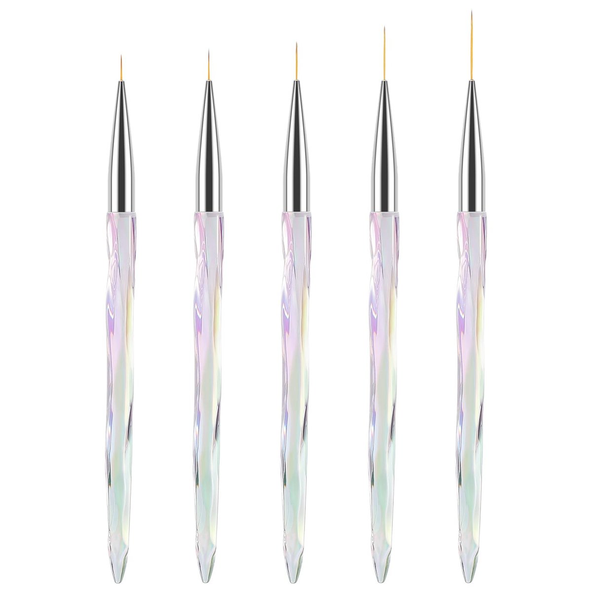 TEOYALL Nail Art Liner Brushes Set – Fine Line Precision Drawing Brushes for Gel Nail Polish (7/9/11/15/20mm) - görsel 1