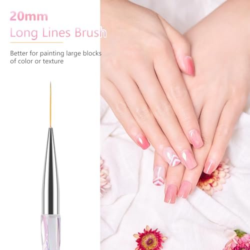 TEOYALL Nail Art Liner Brushes Set – Fine Line Precision Drawing Brushes for Gel Nail Polish (7/9/11/15/20mm) - görsel 10