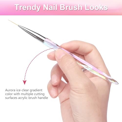 TEOYALL Nail Art Liner Brushes Set – Fine Line Precision Drawing Brushes for Gel Nail Polish (7/9/11/15/20mm) - görsel 4