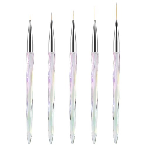 TEOYALL Nail Art Liner Brushes Set – Fine Line Precision Drawing Brushes for Gel Nail Polish (7/9/11/15/20mm) - görsel 2