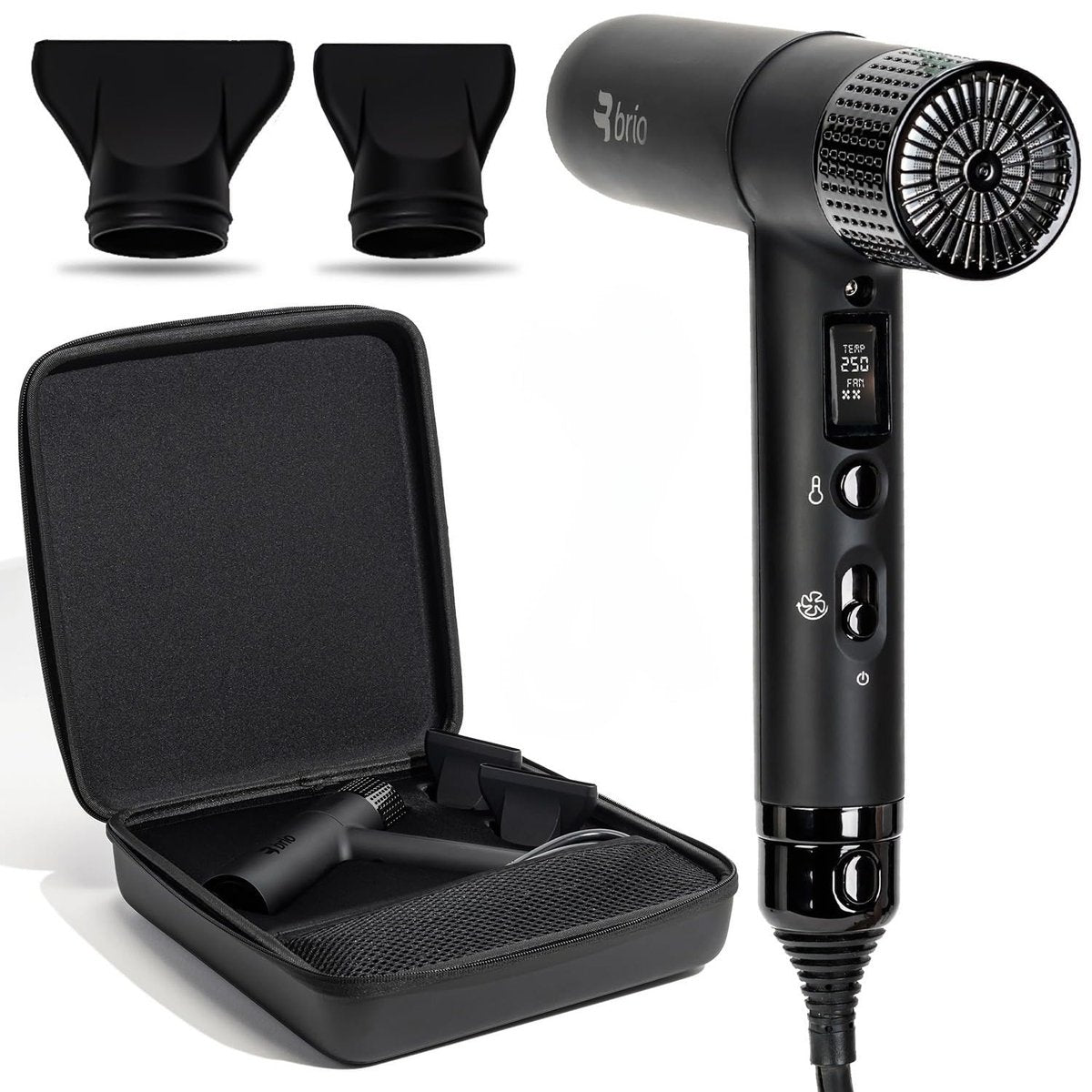 Brio Compact Hair Dryer with Digital Brushless Motor | Lightweight Travel Blow Dryer (Black) - görsel 1