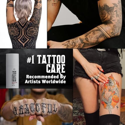 Hustle Butter Tattoo Aftercare Portable Balm Stick - Mess-Free Tattoo Moisturizer, Vegan & Cruelty-Free, 1.6 oz