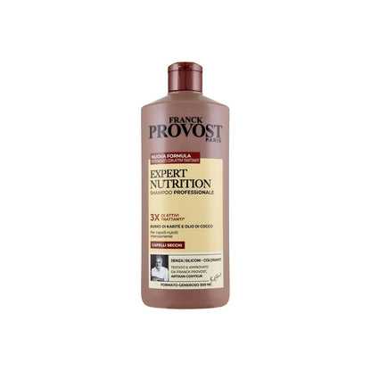 Franck Provost Paris Shampoo Expert Nutrition with Shea Butter and Coconut Oil for Dry Hair - 500 ml (16.9 Fl Oz) - Made in Italy