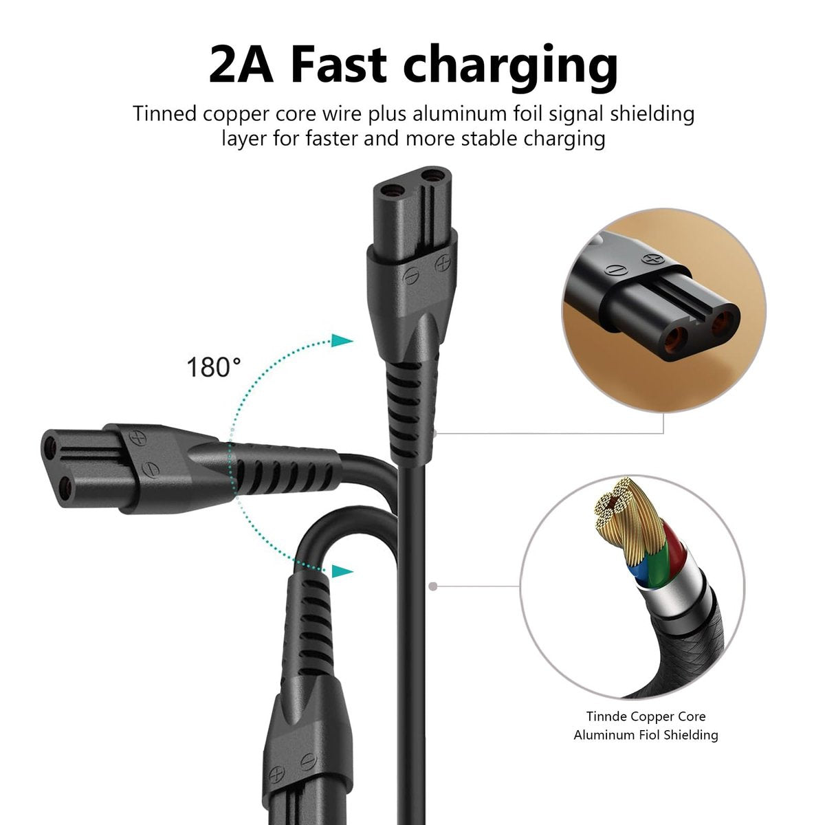 QCCAC 5V USB Charger Replacement for Manscaped Lawn Mower 3.0 & Trimmer 2.0, Power Adapter for Manscaped Shaver, Charging Cable Cord Avelisse