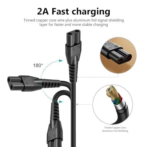 QCCAC 5V USB Charger Replacement for Manscaped Lawn Mower 3.0 & Trimmer 2.0, Power Adapter for Manscaped Shaver, Charging Cable Cord Avelisse