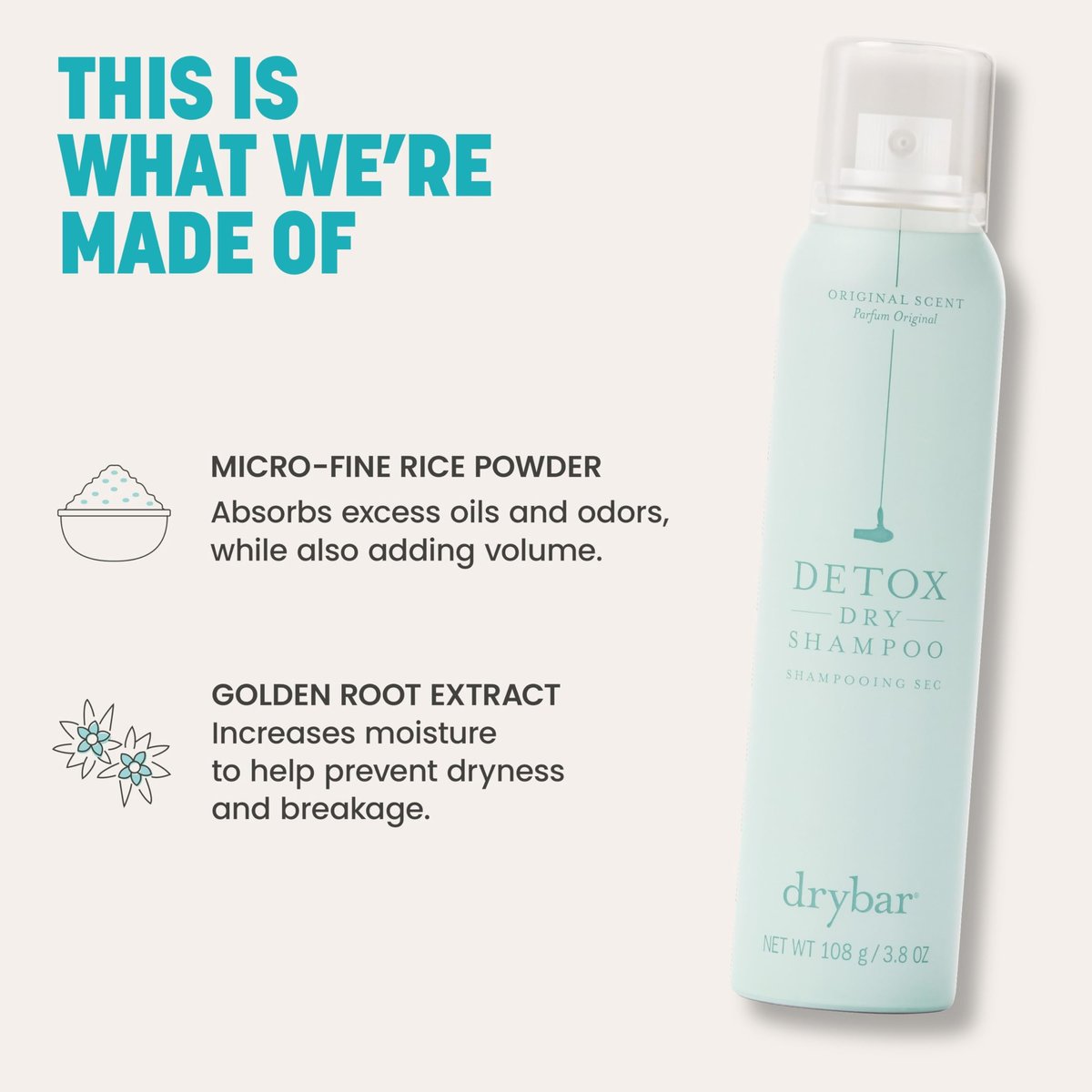 Drybar Detox Dry Shampoo Lush Scent - Full Size | Absorbs Excess Oil, Adds Volume, All Hair Types Avelisse