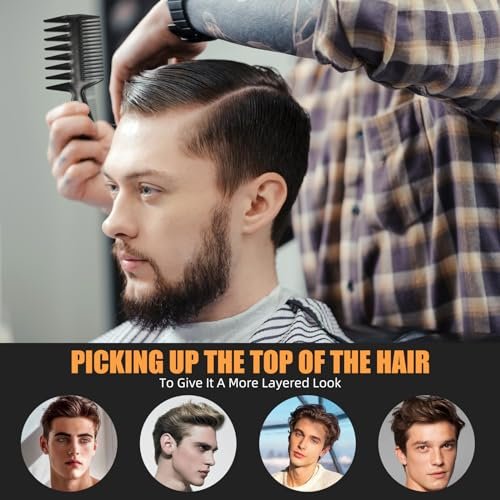 Professional Hair Comb Set 6-Piece – Barber & Salon Hair Cutting and Styling Combs Kit – Fine & Wide Tooth, Rat Tail & Sectioning Hairdressing Combs for All Hair Types - görsel 10