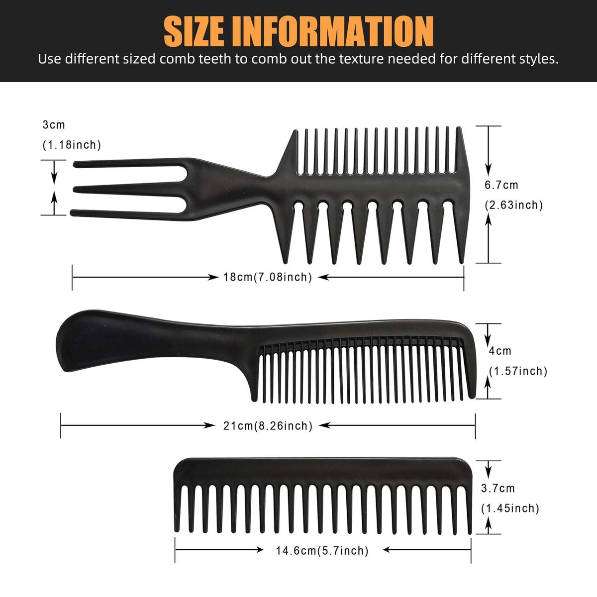 Professional Hair Comb Set 6-Piece – Barber & Salon Hair Cutting and Styling Combs Kit – Fine & Wide Tooth, Rat Tail & Sectioning Hairdressing Combs for All Hair Types - görsel 3