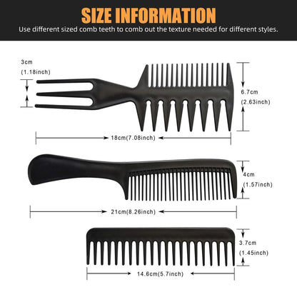 Professional Hair Comb Set 6-Piece – Barber & Salon Hair Cutting and Styling Combs Kit – Fine & Wide Tooth, Rat Tail & Sectioning Hairdressing Combs for All Hair Types
