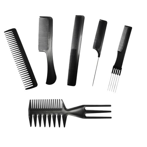 Professional Hair Comb Set 6-Piece – Barber & Salon Hair Cutting and Styling Combs Kit – Fine & Wide Tooth, Rat Tail & Sectioning Hairdressing Combs for All Hair Types - görsel 2