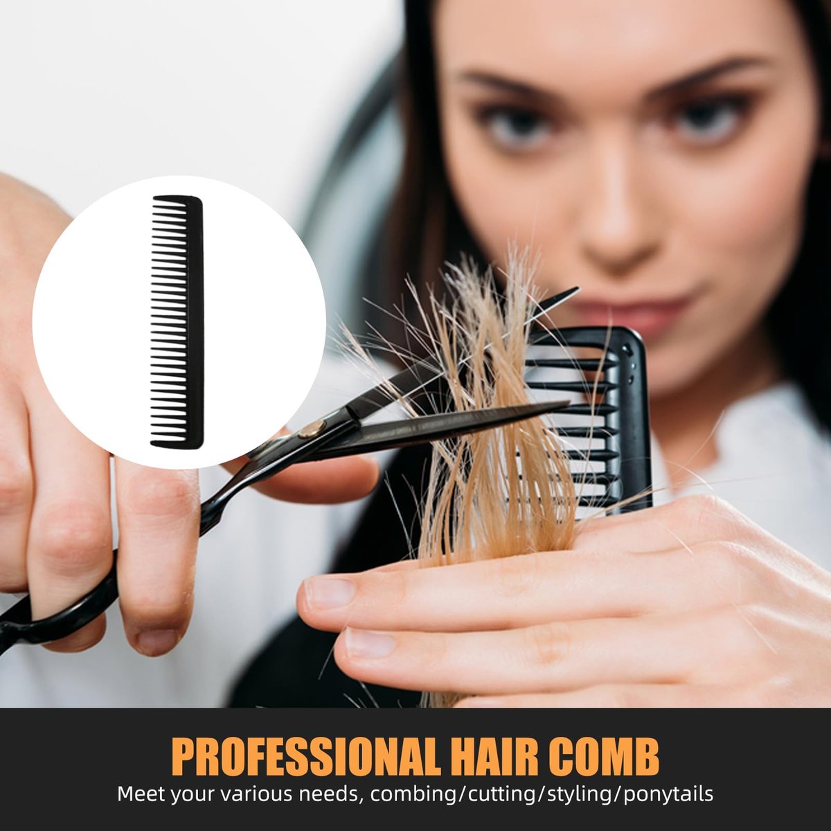 Professional Hair Comb Set 6-Piece – Barber & Salon Hair Cutting and Styling Combs Kit – Fine & Wide Tooth, Rat Tail & Sectioning Hairdressing Combs for All Hair Types - görsel 11