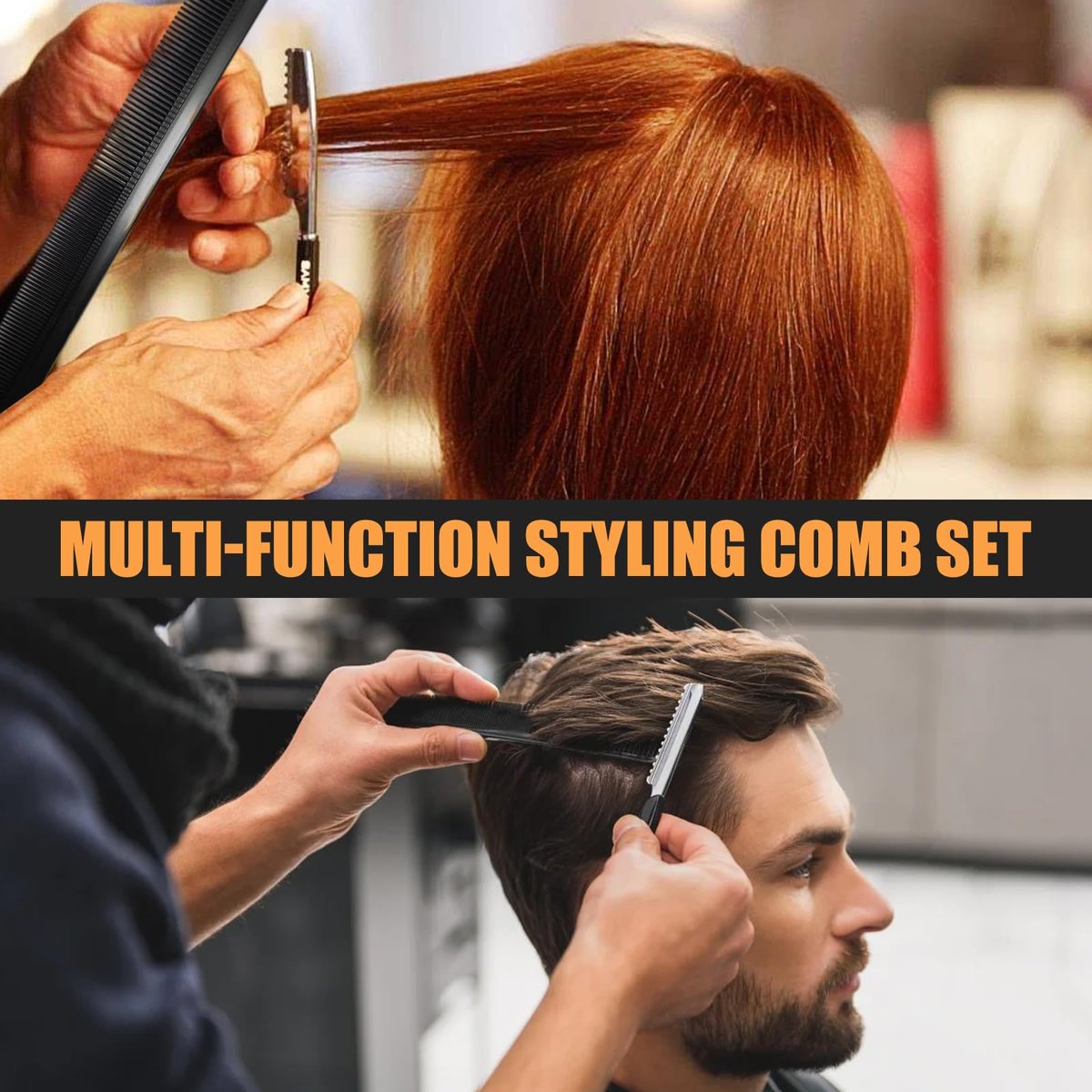 Professional Hair Comb Set 6-Piece – Barber & Salon Hair Cutting and Styling Combs Kit – Fine & Wide Tooth, Rat Tail & Sectioning Hairdressing Combs for All Hair Types - görsel 7