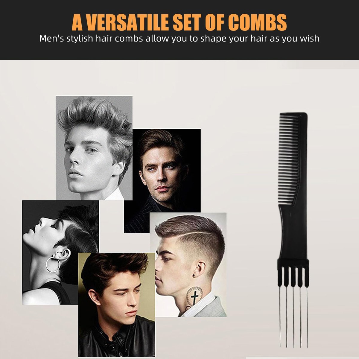 Professional Hair Comb Set 6-Piece – Barber & Salon Hair Cutting and Styling Combs Kit – Fine & Wide Tooth, Rat Tail & Sectioning Hairdressing Combs for All Hair Types - görsel 13