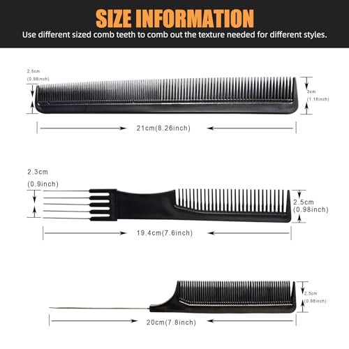 Professional Hair Comb Set 6-Piece – Barber & Salon Hair Cutting and Styling Combs Kit – Fine & Wide Tooth, Rat Tail & Sectioning Hairdressing Combs for All Hair Types - görsel 6