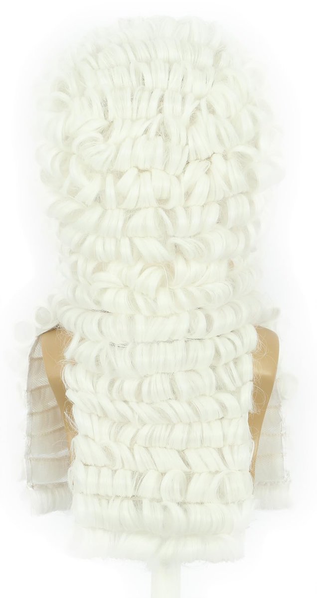 karlery Long Curly White Wig for Men Women - Judge Colonial Funny Wig for Halloween Costume Cosplay Party - görsel 7