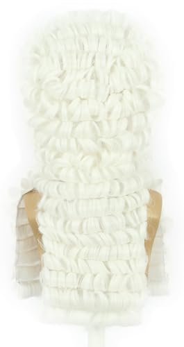 karlery Long Curly White Wig for Men Women - Judge Colonial Funny Wig for Halloween Costume Cosplay Party