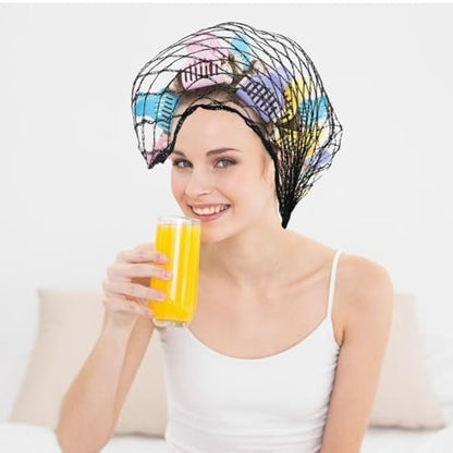 Sliverdew 4-Piece Silk Hair Net for Rollers - Triangular Mesh Women's Hair Net for Salon Styling, Sleep Styling, and Hair Protection (Black, Approx. 35.5 x 35.5 x 57 Inches)
